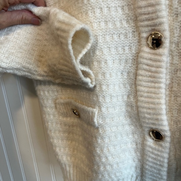 Loft Ivory Textured Knit Cardigan women size large classic preppy old money - Picture 6 of 10